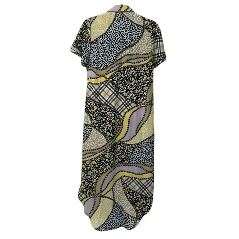 New York Printed Button Side High Slit Down Tunic Top(Size Small)
